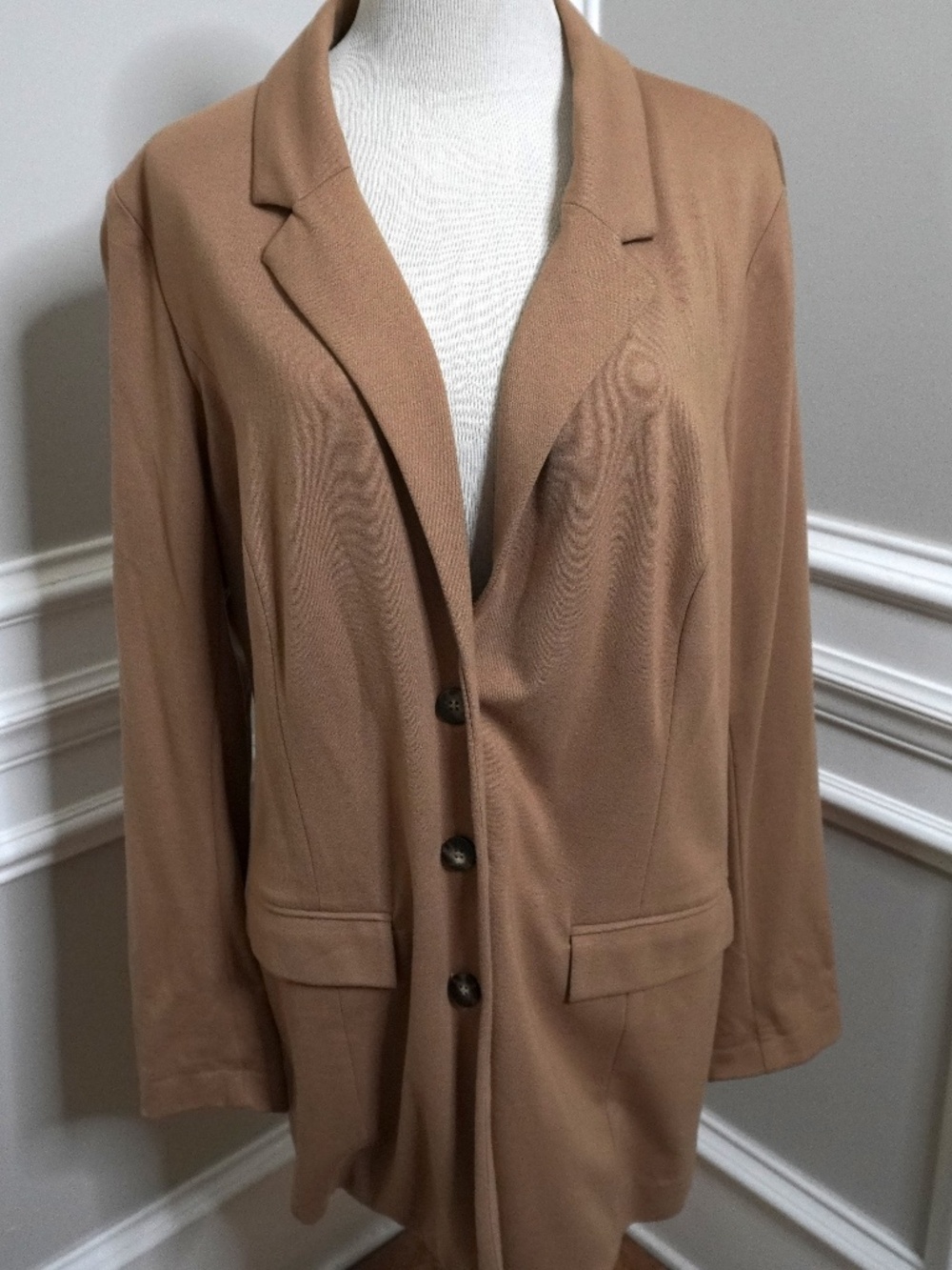 J. Jill Jacket Stretch Blazer Beige Preppy Longsleeve Women's, Size Large